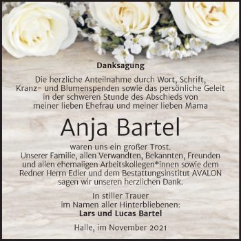 Traueranzeige von Anja Bartel von Mitteldeutsche Zeitung Halle/Saalkreis
