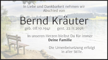 Traueranzeige von Bernd Kräuter von Trauerkombi Wittenberg