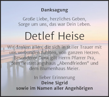Traueranzeige von Detlef Heise von Trauerkombi Weißenfels
