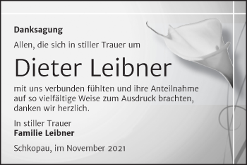 Traueranzeige von Dieter Leibner von Trauerkombi Merseburg