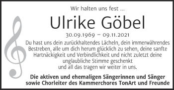 Traueranzeige von Ulrike Göbel von Mitteldeutsche Zeitung Halle/Saalkreis