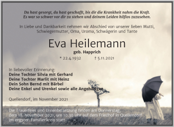 Traueranzeige von Eva Heilemann von Trauerkombi Köthen