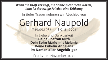 Traueranzeige von Gerhard Naupold von Trauerkombi Merseburg