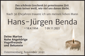 Traueranzeige von Hans-Jürgen Benda von Trauerkombi Köthen