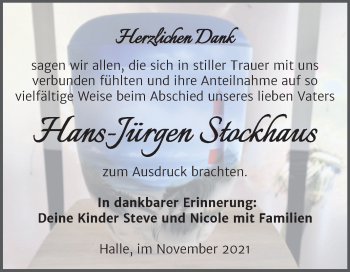 Traueranzeige von Hans-Jürgen Stockhaus von Mitteldeutsche Zeitung Halle/Saalkreis