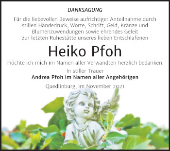 Traueranzeige von Heiko Pfoh von Trauerkombi Quedlinburg