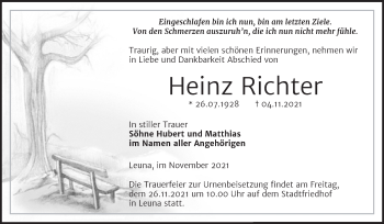 Traueranzeige von Heinz Richter von Trauerkombi Merseburg