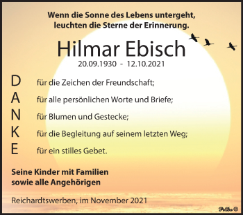 Traueranzeige von Hilmar Ebisch von Trauerkombi Weißenfels