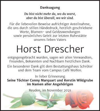 Traueranzeige von Horst Drescher von Trauerkombi Bitterfeld