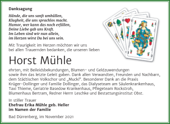 Traueranzeige von Horst Mühle von Trauerkombi Merseburg