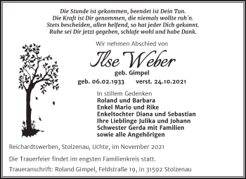 Traueranzeige von Ilse Weber von Trauerkombi Weißenfels