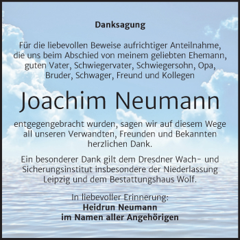 Traueranzeige von Joachim Neumann von Trauerkombi Weißenfels