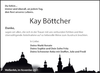 Traueranzeige von Kay Böttcher von Trauerkombi Weißenfels