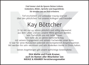 Traueranzeige von Kay Böttcher von Mitteldeutsche Zeitung Weißenfels