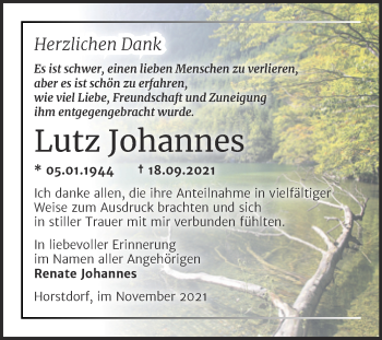 Traueranzeige von Lutz Johannes von Trauerkombi Wittenberg