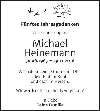 Traueranzeige von Michael Heinemann von Trauerkombi Quedlinburg