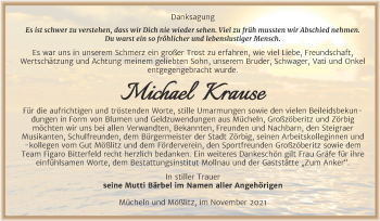 Traueranzeige von Michael Krause von Trauerkombi Bitterfeld