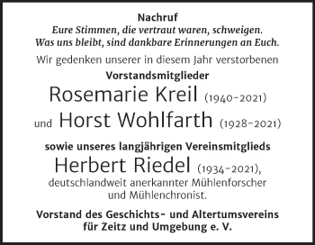 Traueranzeige von Nachruf  von Trauerkombi Zeitz