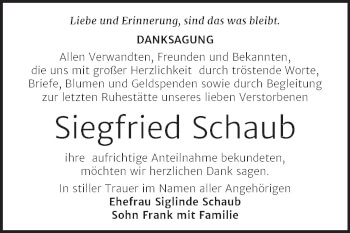 Traueranzeige von Siegfried Schaub von Trauerkombi Dessau