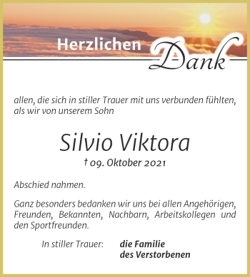 Traueranzeige von Silvio Viktora von Trauerkombi Mansfelder Land