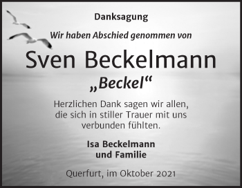 Traueranzeige von Sven Beckelmann von Trauerkombi Merseburg