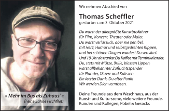 Traueranzeige von Thomas Scheffler von Mitteldeutsche Zeitung Halle/Saalkreis