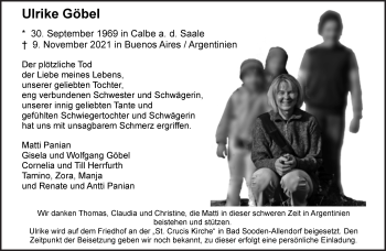 Traueranzeige von Ulrike Göbel von Mitteldeutsche Zeitung Halle/Saalkreis
