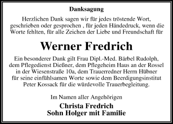 Traueranzeige von Werner Fredrich von Trauerkombi Dessau