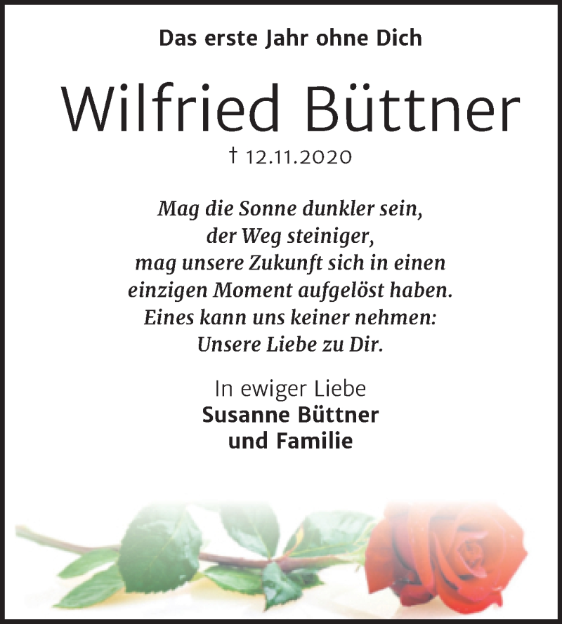  Traueranzeige für Wilfried Büttner vom 13.11.2021 aus Trauerkombi Weißenfels