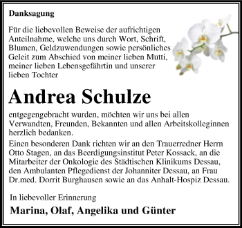 Traueranzeige von Andrea Schulze von Trauerkombi Dessau
