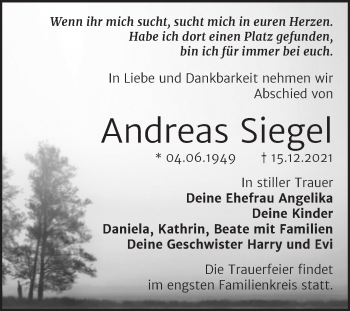 Traueranzeige von Andreas Siegel von Trauerkombi Dessau