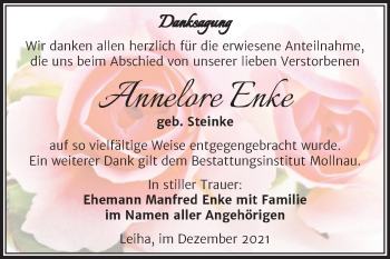 Traueranzeige von Annelore Enke von Trauerkombi Merseburg