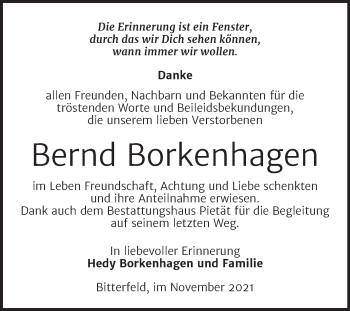 Traueranzeige von Bernd Borkenhagen von Trauerkombi Bitterfeld