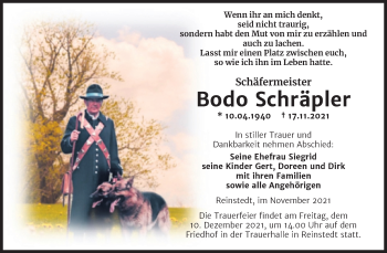 Traueranzeige von Bodo Schräpler von Trauerkombi Quedlinburg