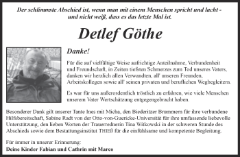 Traueranzeige von Detlef Göthe von Mitteldeutsche Zeitung Halle/Saalkreis