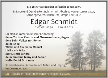 Traueranzeige von Edgar Schmidt von Trauerkombi Köthen