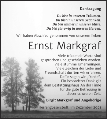 Traueranzeige von Ernst Markgraf von Naumburger Tageblatt