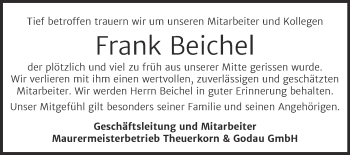 Traueranzeige von Frank Beichel von Super Sonntag Wittenberg