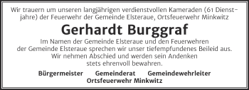 Traueranzeige von Gerhardt Burggraf von Super Sonntag Zeitz