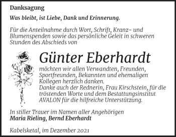 Traueranzeige von Günter Eberhardt von Mitteldeutsche Zeitung Halle/Saalkreis