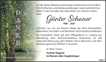 Traueranzeige von Günter Schauer von Trauerkombi Weißenfels