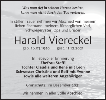 Traueranzeige von Harald Vierecke von Trauerkombi Weißenfels