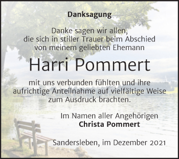 Traueranzeige von Harri Pommert von Mitteldeutsche Zeitung Mansfelder Land