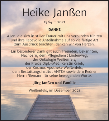 Traueranzeige von Heike Janßen von Trauerkombi Weißenfels