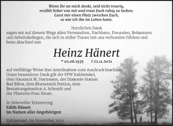 Traueranzeige von Heinz Hänert von Naumburger Tageblatt