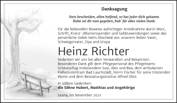 Traueranzeige von Heinz Richter von Trauerkombi Merseburg