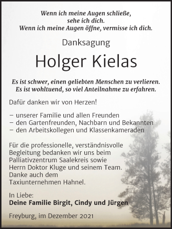 Traueranzeige von Holger Kielas von Wochenspiegel Naumburg/Nebra