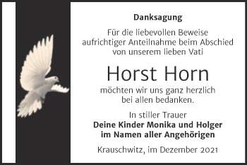 Traueranzeige von Horst Horn von Trauerkombi Weißenfels