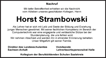 Traueranzeige von Horst Strambowski von Mitteldeutsche Zeitung Halle/Saalkreis