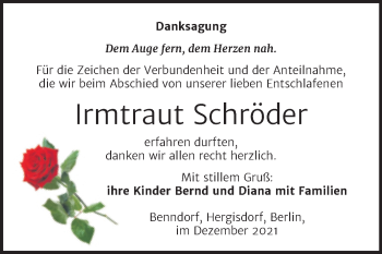 Traueranzeige von Irmtraut Schröder von Trauerkombi Mansfelder Land